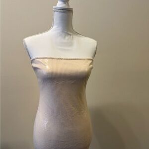 PrettyLittleThing Strapless Cream Dress